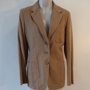Womens Max Mara Tan Camel Hair 3- Button Ventless Blazer Jacket 14